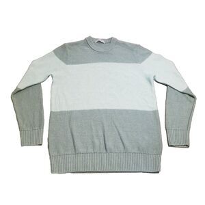 Icebreaker Sweater Men Size Large Waypoint Crewe Gray Green Sage 100% Wool Knit